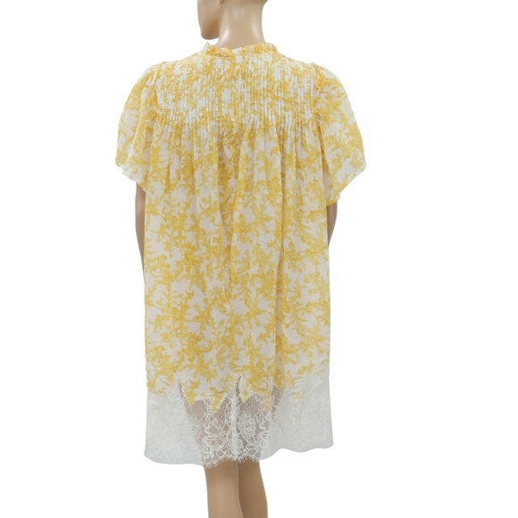 Free People Marigold Printed Floral Lace Dress L - Picture 6 of 8